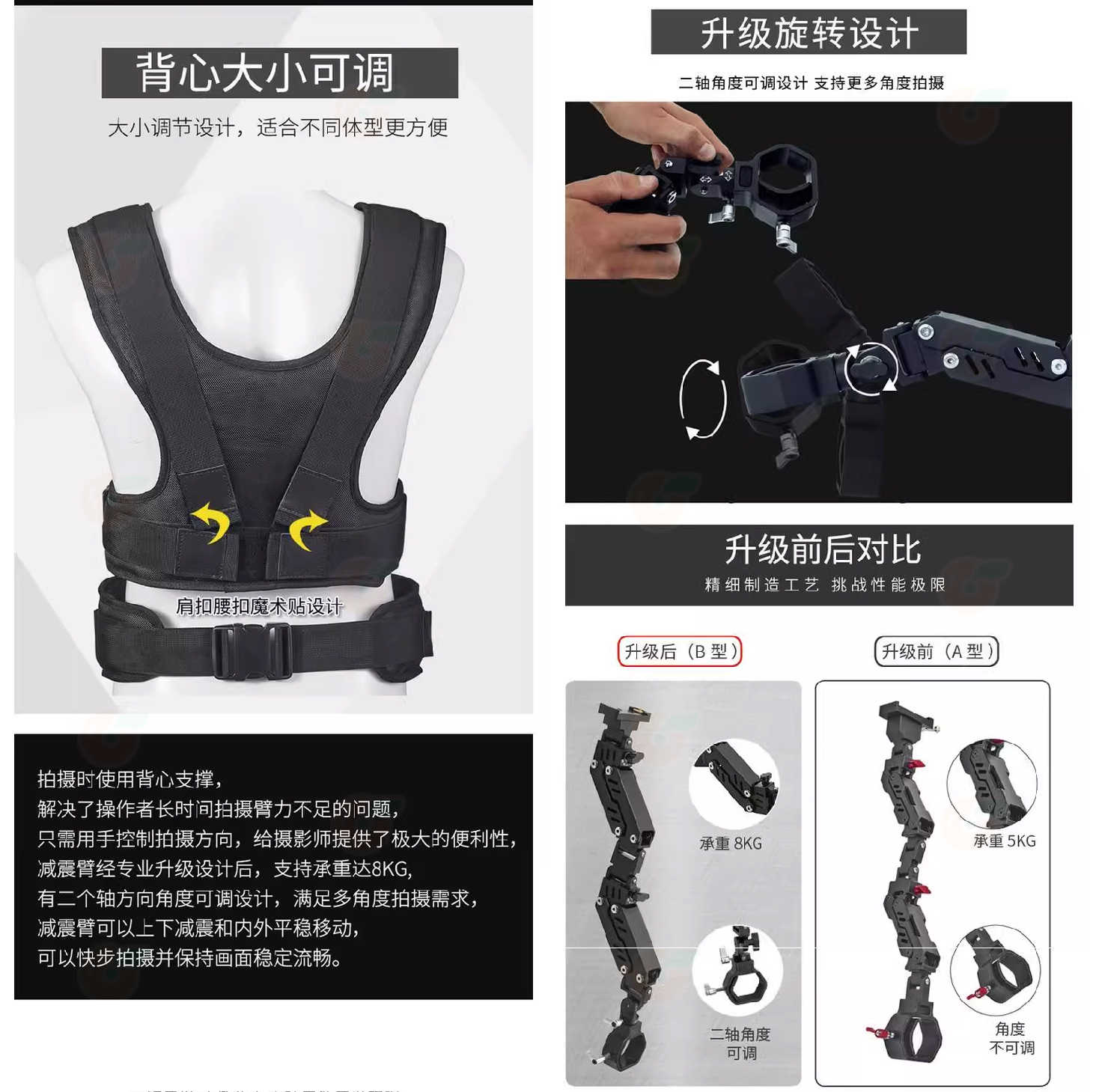 BILATE 手持三軸穩定器 減壓馬甲 承重8kg A款 B款 DJI 智雲 魔爪 air 通用 攝影 錄影 三軸穩定器