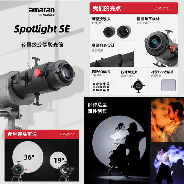 愛圖仕 Aputure amaran Spotlight SE 19度 36度 Lens 聚光筒套組 聚光燈 投影片