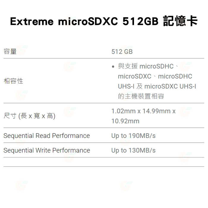 SanDisk Extreme microSDXC 512G 512GB 190MB/s A2記憶卡公司貨 相機 手機用