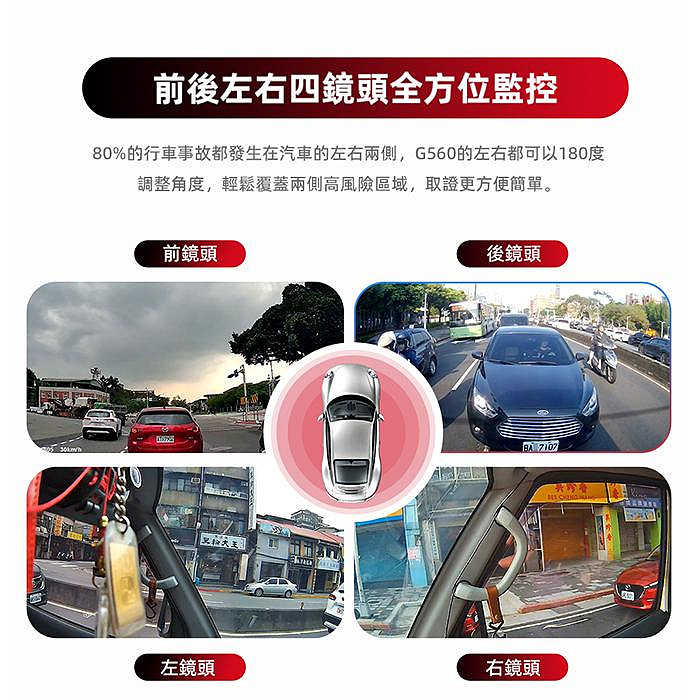 贈記憶卡 PAPAGO G560 四鏡頭 WIFI 行車紀錄器 公司貨 前後鏡頭 全景監控 1080P 多重測速照相