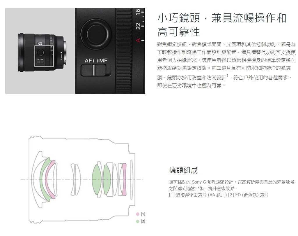 SONY SEL20F18G FE 20mm F1.8 G E 接環 全幅 定焦大光圈廣角鏡頭 台灣索尼公司貨