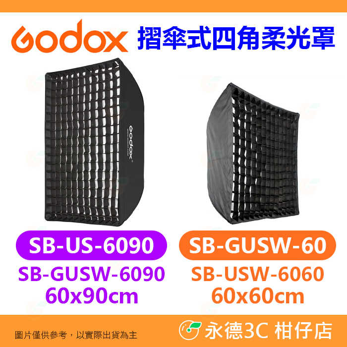 附網格 神牛 Godox SB-GUSW-60 SB-US-6090 摺傘式四角柔光罩 60x60 60x90 保榮