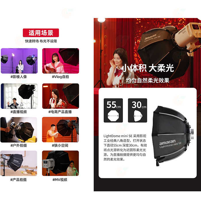 愛圖仕 Aputure Amaran Light Dome mini SE 柔光罩 保榮卡口 八角 快拆 網格 公司貨