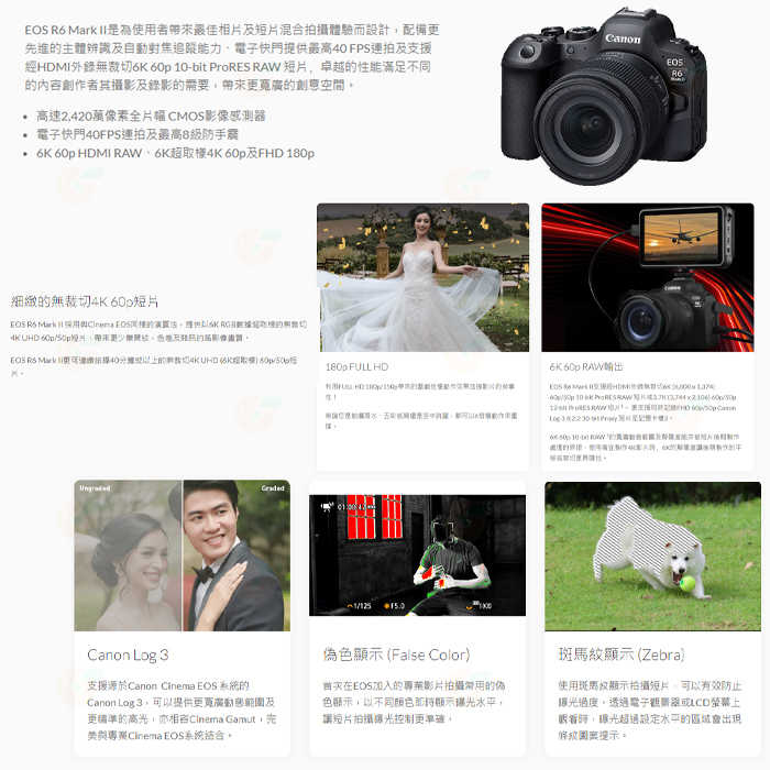 Canon EOS R6 II KIT 24-105mm 全片幅無反單眼相機 R62 單鏡組 台灣佳能公司貨