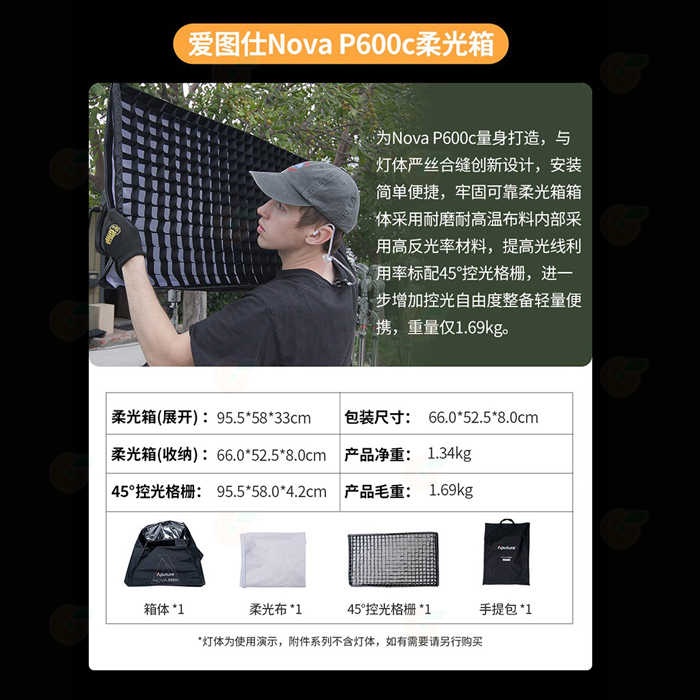 ⭐ 愛圖仕 Aputure NOVA P600C 影視燈專用配件 金屬網格 四頁片 防雨罩 柔光罩附網格 太空罩 平板燈