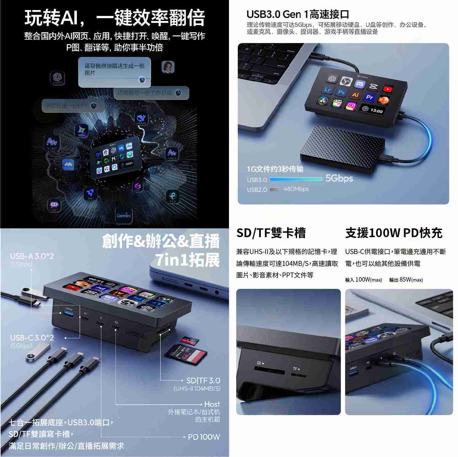 Ulanzi D200H Stream Deck 桌面控制器 宏鍵盤 控制台 導播機 外接鍵盤 燈光系統 直播 D200