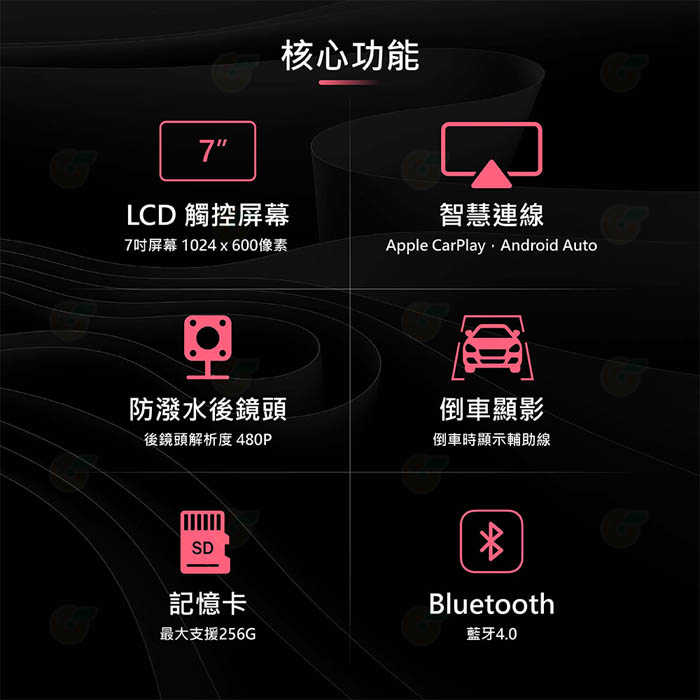 CORAL CarPlay X 7吋 智慧車用螢幕 藍芽 觸屏 多媒體播放器 iOS Android 手機鏡像 倒車顯影