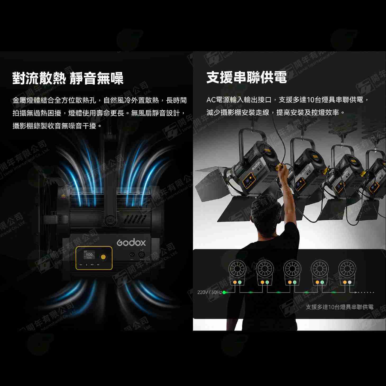 神牛 Godox F7-120Bi F7-120D 雙色溫 白光 菲涅爾 LED持續燈 棚燈 攝影燈 適用 懸掛 燈架