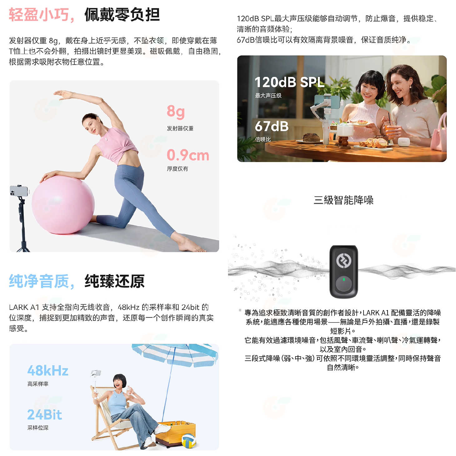 HOLLYLAND Lark A1 Combo Mini Duo type-C 蘋果 無線麥克風 全能版 一對二 降噪