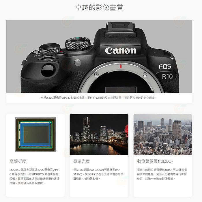 送註冊禮 Canon EOS R10 BODY 機身 輕巧微單眼相機 台灣佳能公司貨
