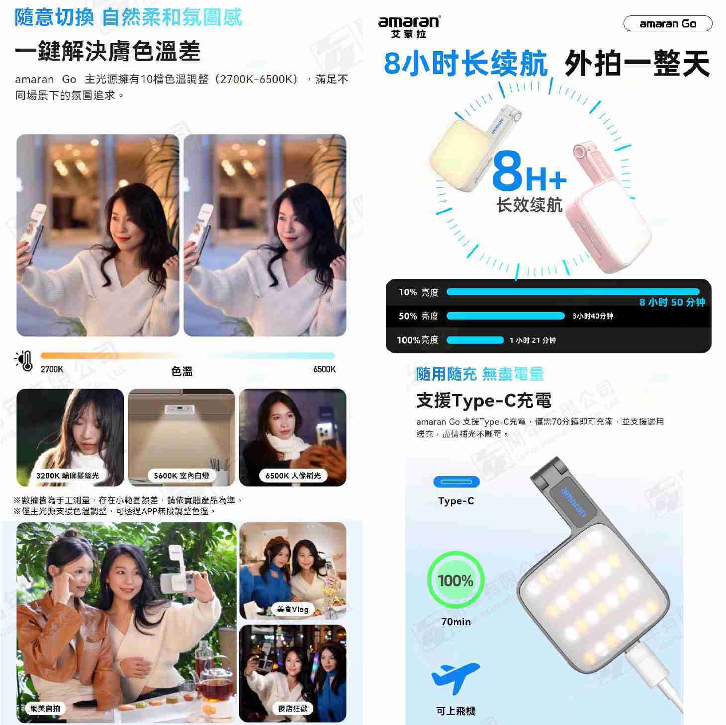 ★ 愛圖仕 Aputure amaran Go 手機磁吸補光燈 公司貨 雙色溫 內置自拍鏡 持續燈 直播 美妝 vlog