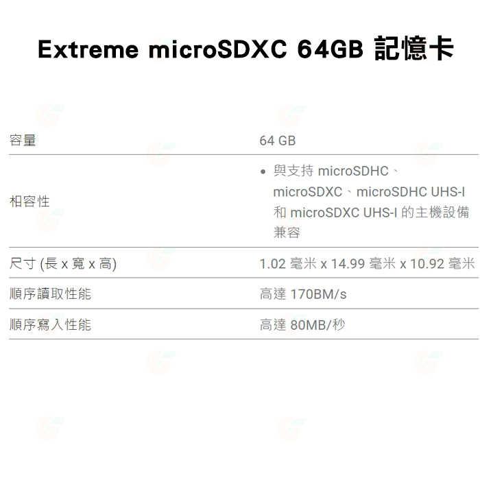 SanDisk Extreme microSDXC 64G 64GB 170MB/s A2 記憶卡 公司貨 相機 手機用