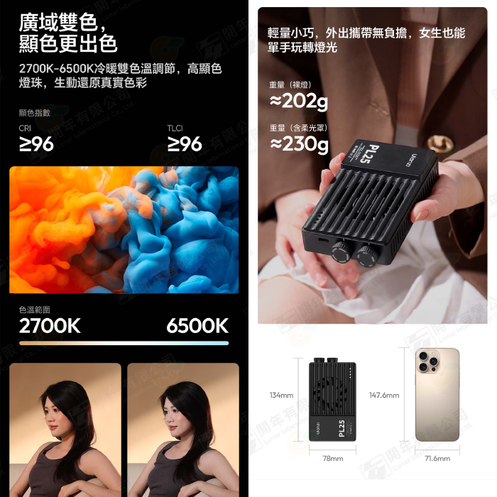 💡 附柔光罩 Ulanzi L156 PL25 平板燈 25W 雙色溫 LED PD供電 攝影燈 補光燈 持續燈