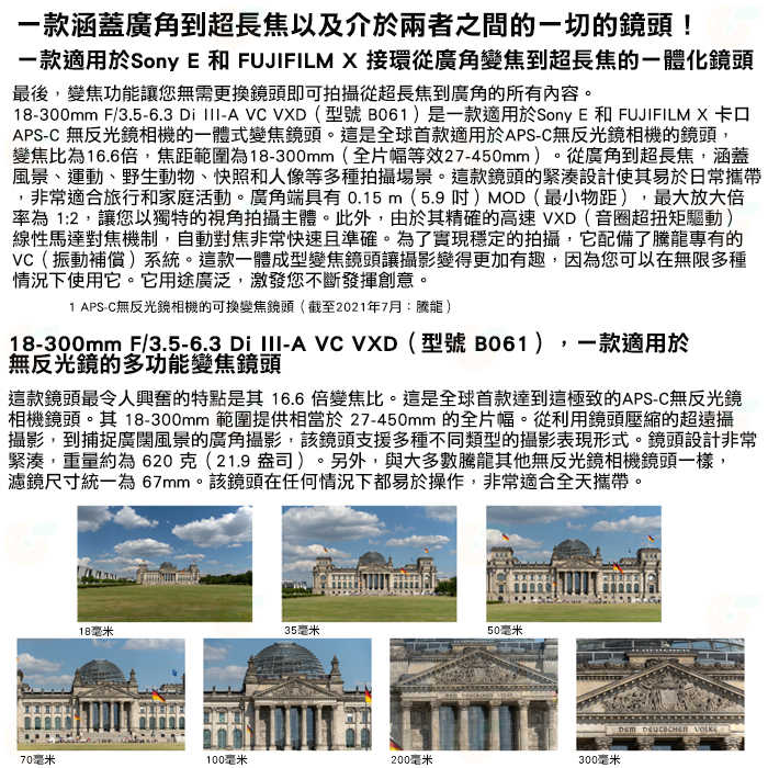 TAMRON B061 18-300mm F3.5-6.3 Di III AVC 公司貨 SONY 富士用 18-300