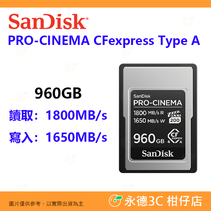 SanDisk PRO-CINEMA CFexpress Type A 960GB 1800MB 記憶卡公司貨 960G