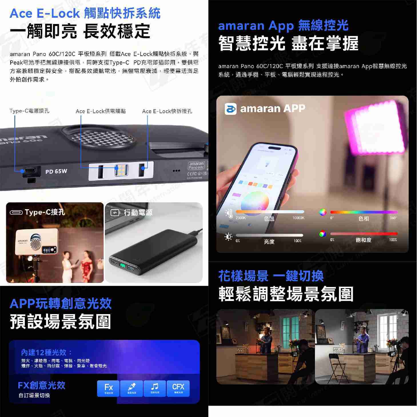 愛圖仕 Aputure amaran Pano 60c 120C 全彩柔光平板燈 套裝 kit 公司貨 RGB 持續燈