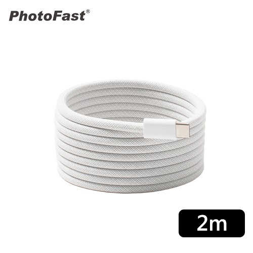 【PhotoFast】Mag Cable C to C 磁吸收納編織快充線 2M-白