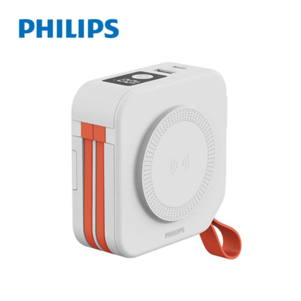 Philips飛利浦 10000mAh多功能十合一螢幕顯示行動電源-完美白