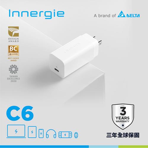 台達Innergie C6【GaN轉換版】60W USB-C 萬用充電器(無附線) 60瓦