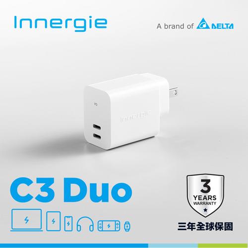 台達Innergie C3 Duo【轉換版】30W USB-C 雙孔萬用充電器｜支援PD/QC快充原價990(省200)