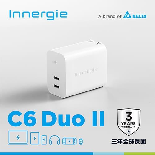 臺達Innergie C6 Duo II【GaN摺疊版】67W USB-C充電器｜支援PD/QC快充原價1690(省200)