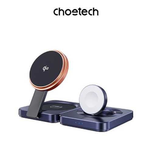 Choetech Qi2 三合一摺疊旅行無線充電器 T636-F 藍