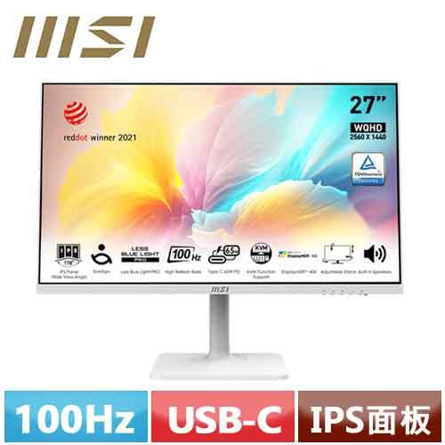 MSI微星 27型 Modern MD272QXPW 平面美型螢幕原價5990【現省302】