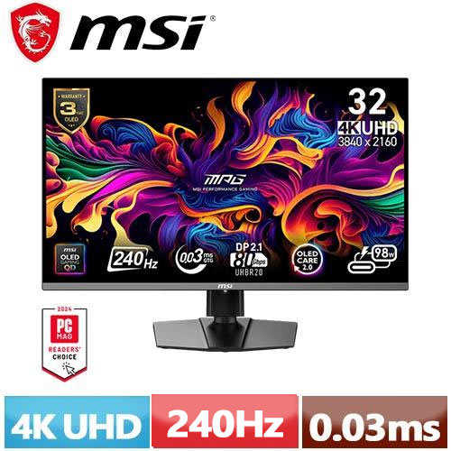 MSI微星 32型 MPG 322URX QD-OLED 4K 電競顯示器