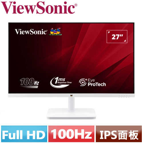 ViewSonic優派 27型 VA2732-H-W IPS 廣視角 薄邊框顯示器 白