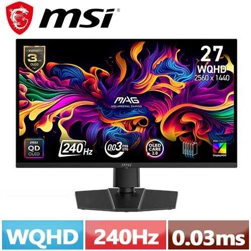 MSI微星 27型 MAG 271QP QD-OLED X24 電競顯示器