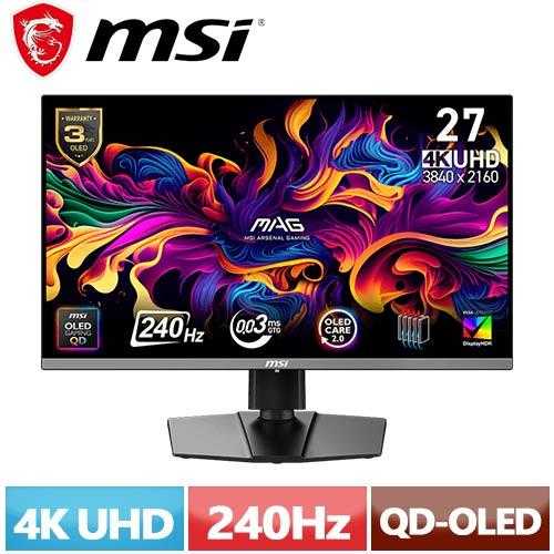 MSI微星 27型 MAG 272UP QD-OLED X24 電競顯示器
