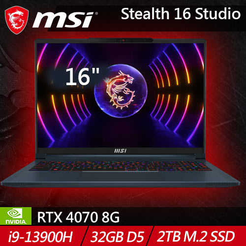 MSI微星 Stealth 16 Studio A13VG-049TW 16吋纖薄高效筆電 星辰藍