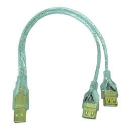 USB 1A公/2A母 充電線30CM(鍍金)