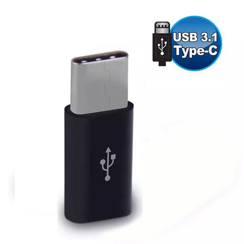 USB3.1 Type-C公-USB2.0 MicroB母 轉接頭-黑