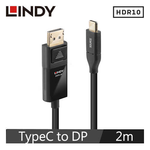 LINDY林帝 主動式USB3.1 TYPE-C To DISPLAYPORT HDR轉接線 2M,