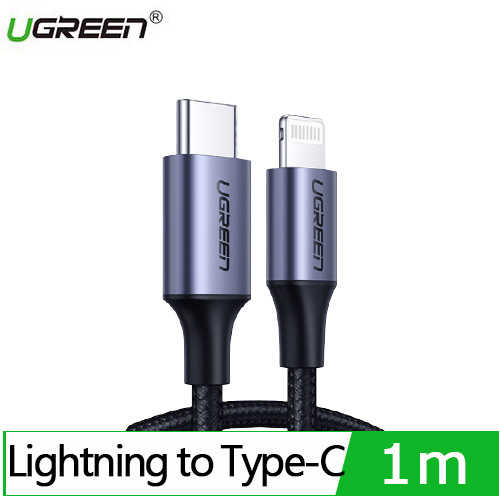 UGREEN 綠聯 USB-C to Lightning快充傳輸線 金屬編織版1M (金屬灰)