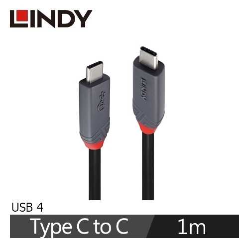 LINDY林帝 ANTHRA USB 4 GEN 3X2 TYPE-C 公 TO 公 傳輸線 1M,