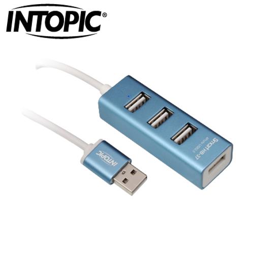 INTOPIC 廣鼎 USB2.0 4埠 HUB 鋁合金集線器 HB-37 藍色