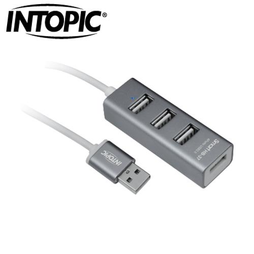 INTOPIC 廣鼎 USB2.0 4埠 HUB 鋁合金集線器 HB-37 灰色