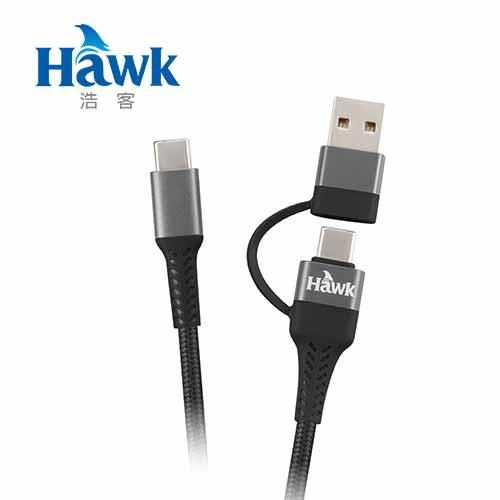 Hawk Type-C二合一充電傳輸線(2M) 黑