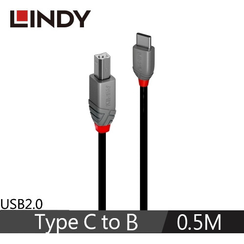 LNDY林帝 ANTHRA USB 2.0 TYPE-C公 TO B公 傳輸線 0.5M