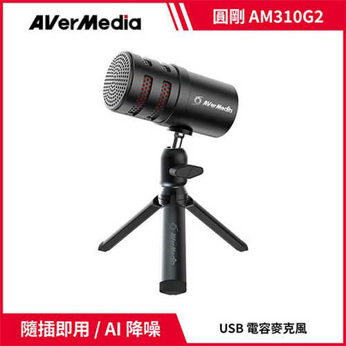 AVerMedia 圓剛 AM310G2 黑鳩 USB 心型指向麥克風