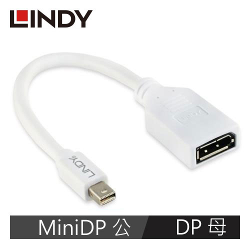 LINDY林帝 MINI DISPLAYPORT公 To DISPLAYPOR母 轉接器 20CM