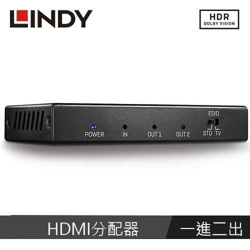 LINDY林帝 HDMI2.0 UHD 18G 4K@60HZ 一進二出影像分配器