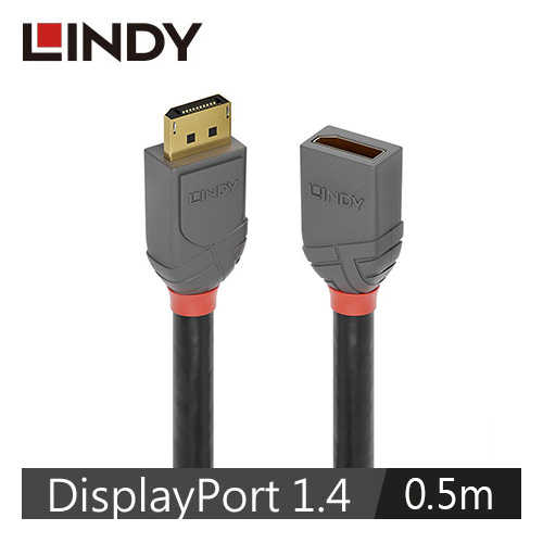 LINDY林帝 ANTHRA系列 DISPLAYPORT 1.4版 公 TO 母 延長線, 0.5M
