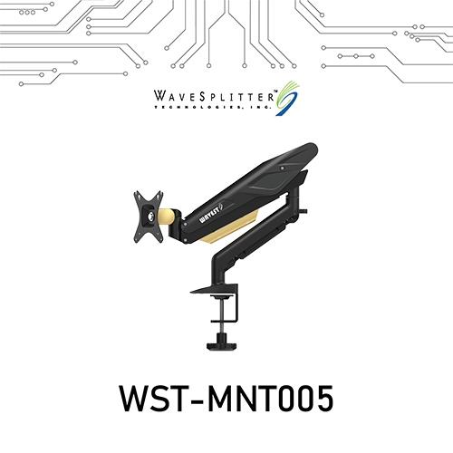 WaveSplitter威世波 電競Style鋁合金氣壓桌夾式螢幕支架 黑耀金