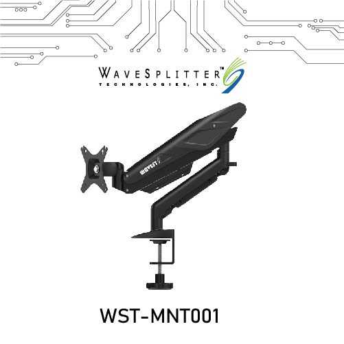 WaveSplitter威世波 電競Style鋁合金氣壓桌夾式螢幕支架 暗夜黑