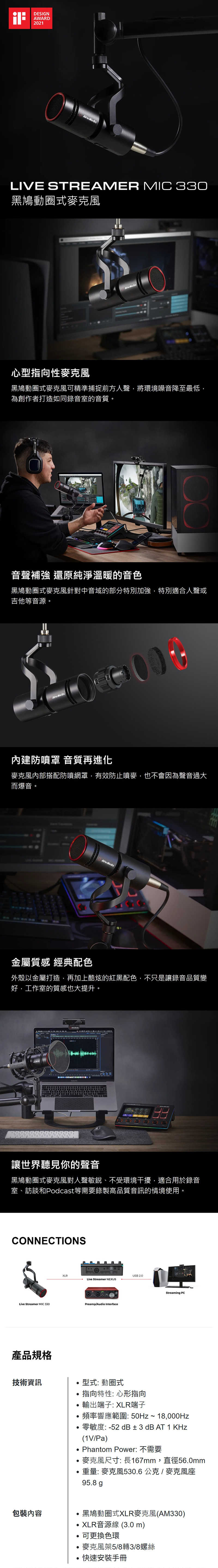 圓剛黑鳩 動圈式 XLR麥克風 AM330