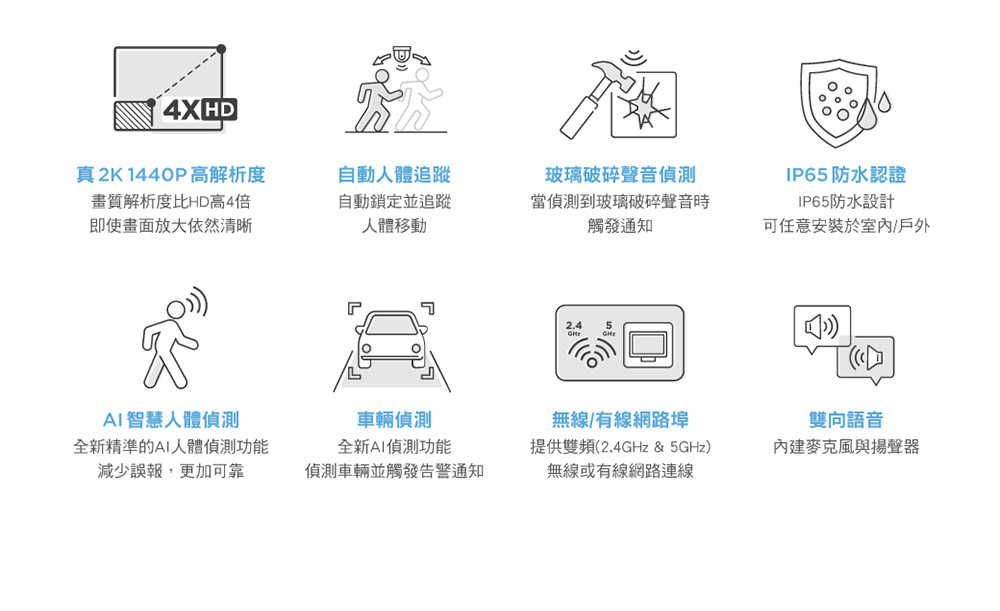 D-LINK 2K QHD 旋轉式戶外無線網路攝影機 DCS-8635LH