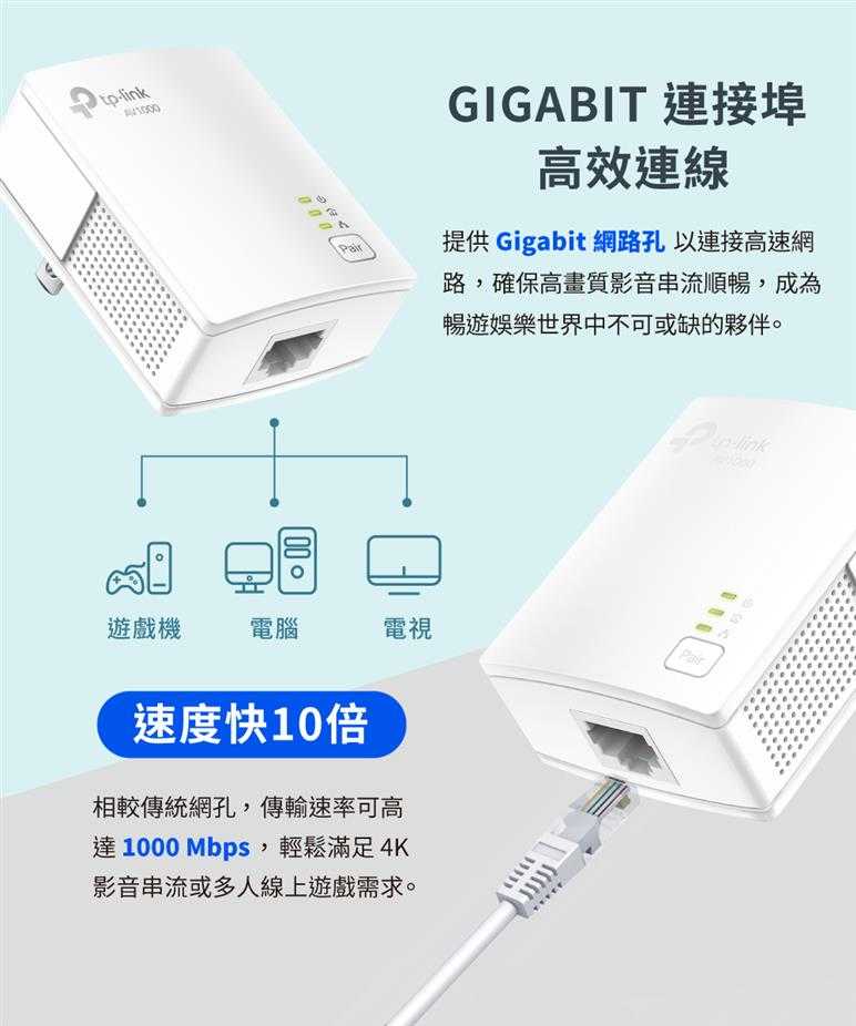 TP-LINK TL-PA7017 KIT(US) AV1000 電力線網路橋接器 雙包組(Kit)